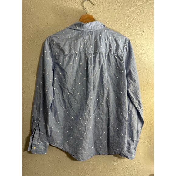 GAP Perfect Shirt Chambray White Polka Dots Size Small - Picture 5 of 5